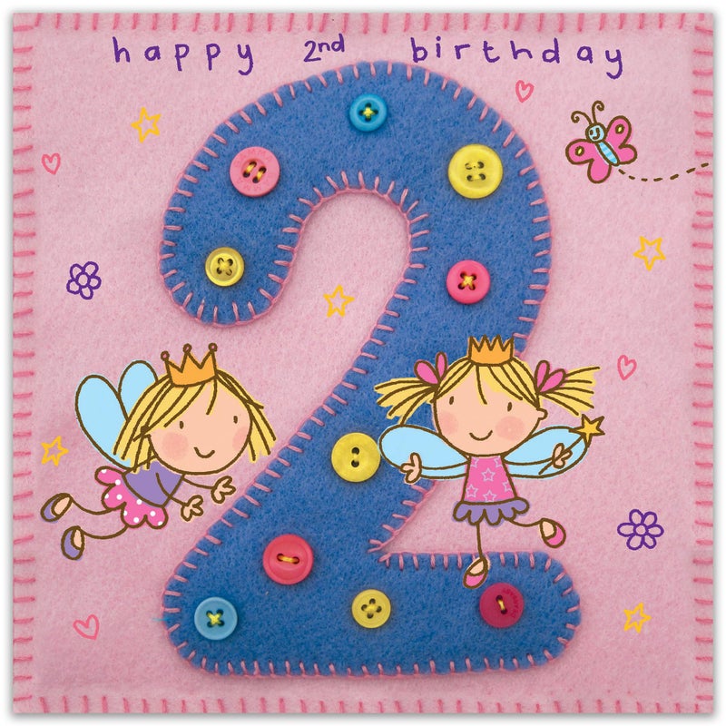 Twizler 2nd Birthday Card For Girl with Fairy Princess and Butterfly - Two Year Old - Age 2 - Childrens Birthday Card - Girls Birthday Card - Happy Birthday Card - Image 2